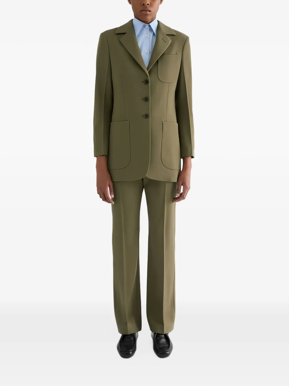 Jil Sander Wollen twill broek Groen