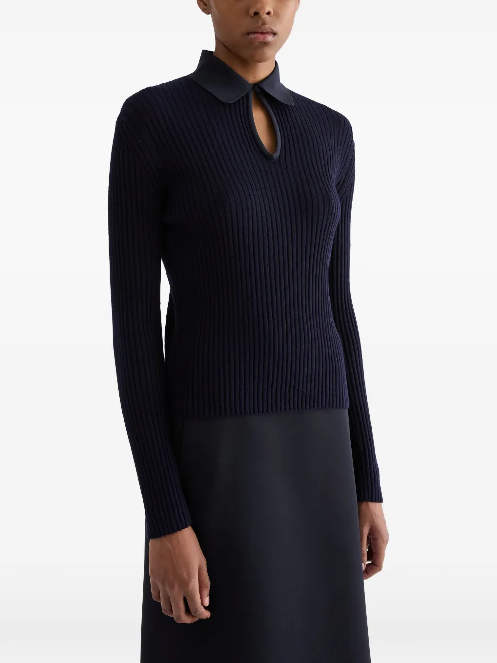 Jil Sander Ribgebreide polotop Blauw