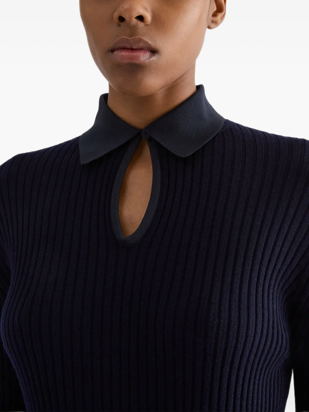 Jil Sander Ribgebreide polotop Blauw
