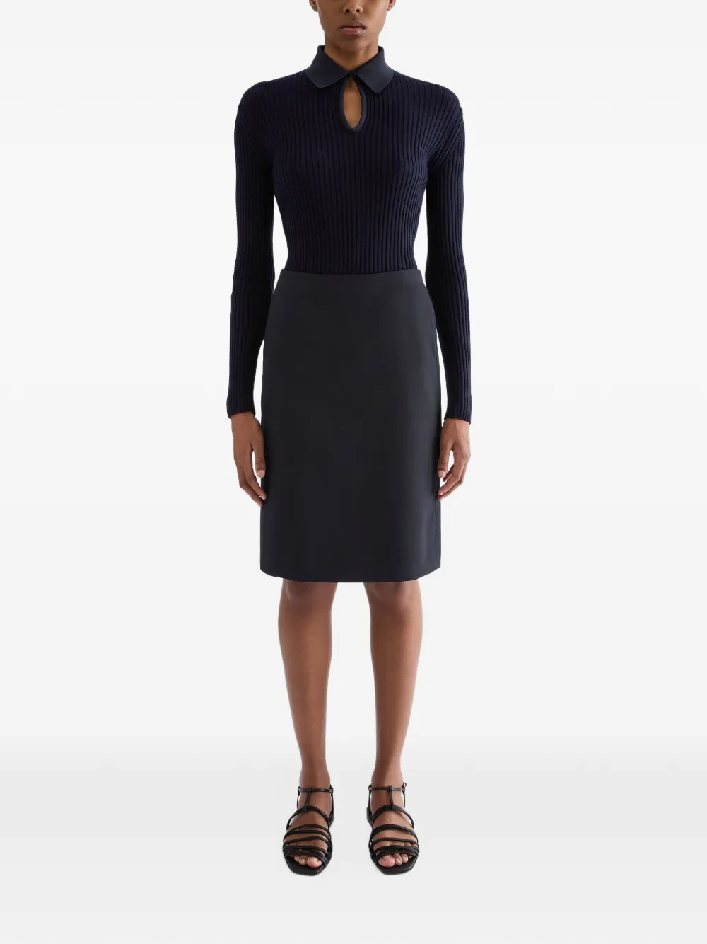 Jil Sander Ribgebreide polotop Blauw