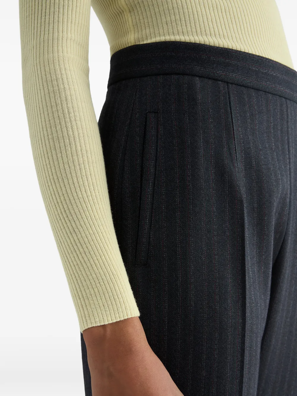 Jil Sander Plooibroek met krijtstreep Blauw