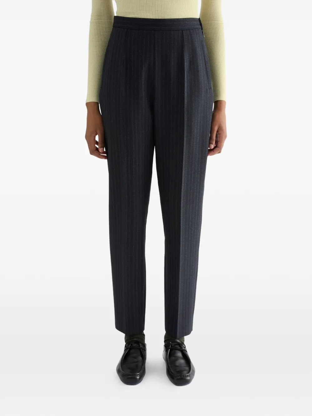 Jil Sander Plooibroek met krijtstreep Blauw