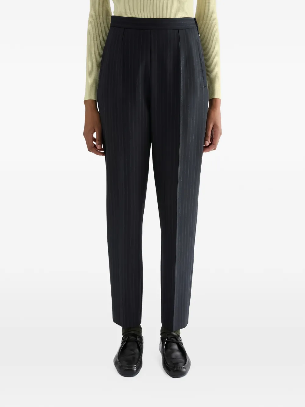 Jil Sander Plooibroek met krijtstreep Blauw