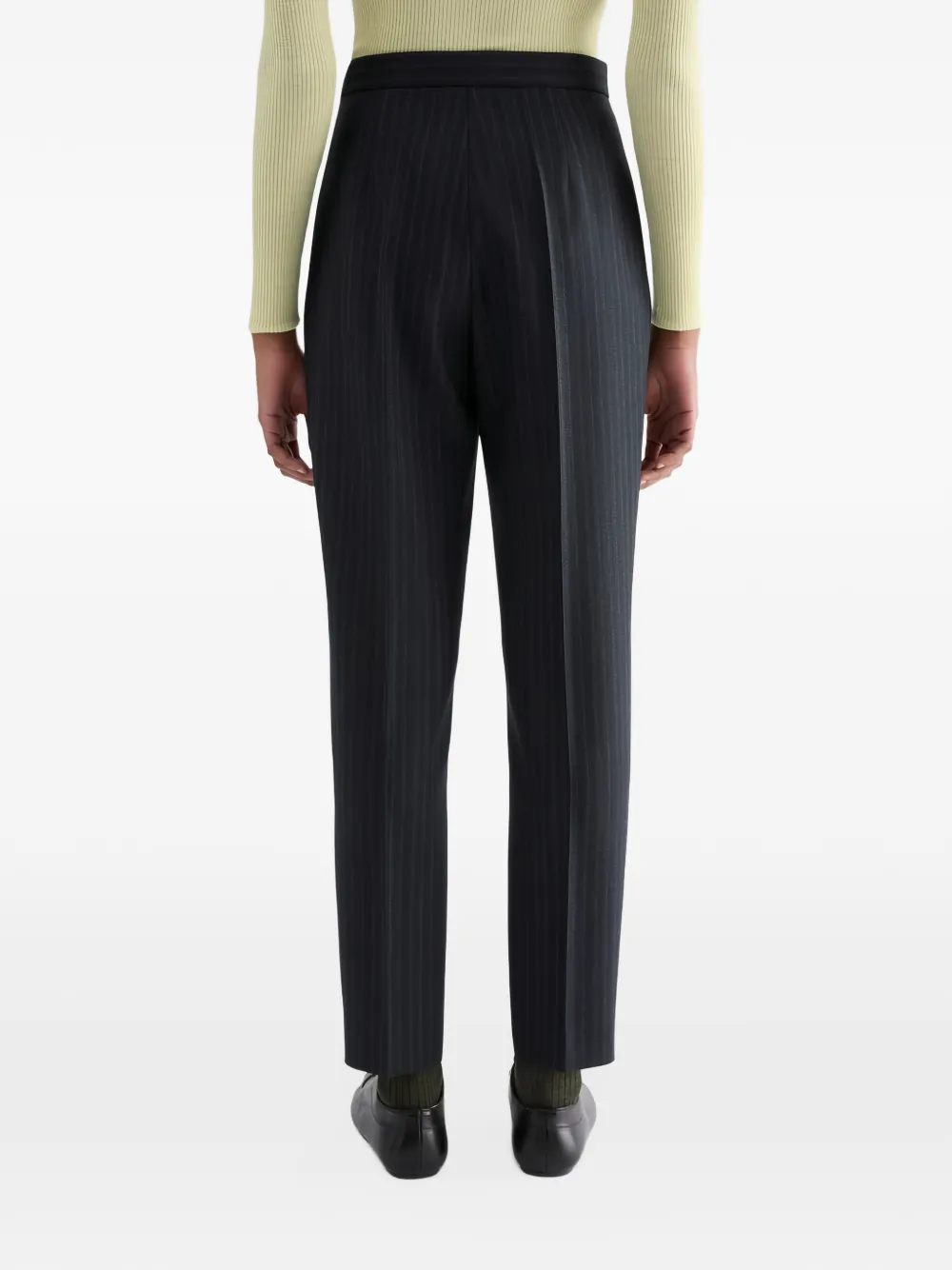Jil Sander Plooibroek met krijtstreep Blauw