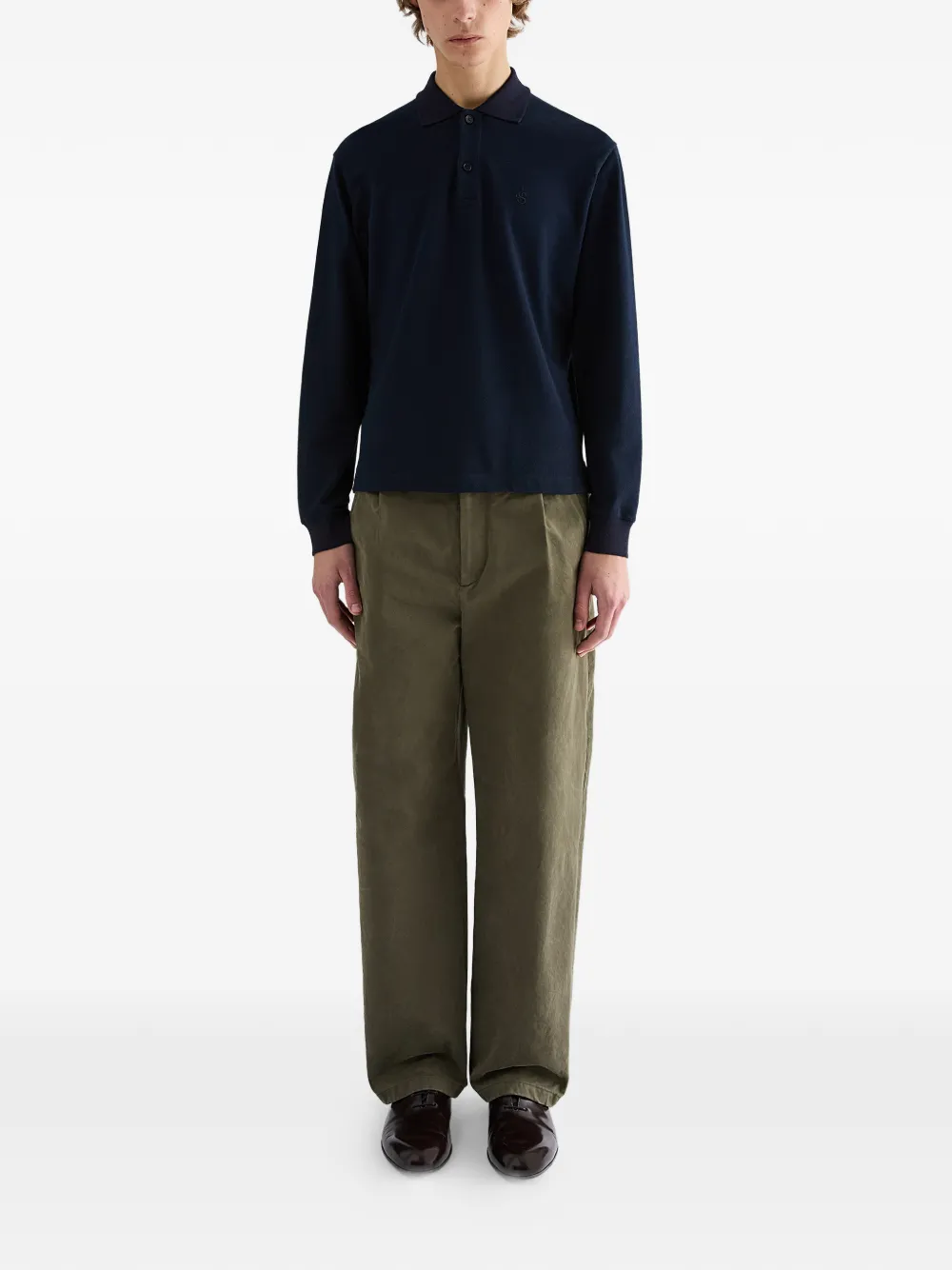 Jil Sander Poloshirt met geborduurd monogram Blauw