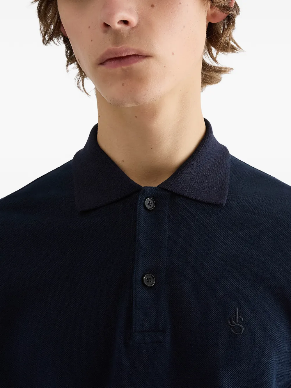 Jil Sander Poloshirt met geborduurd monogram Blauw