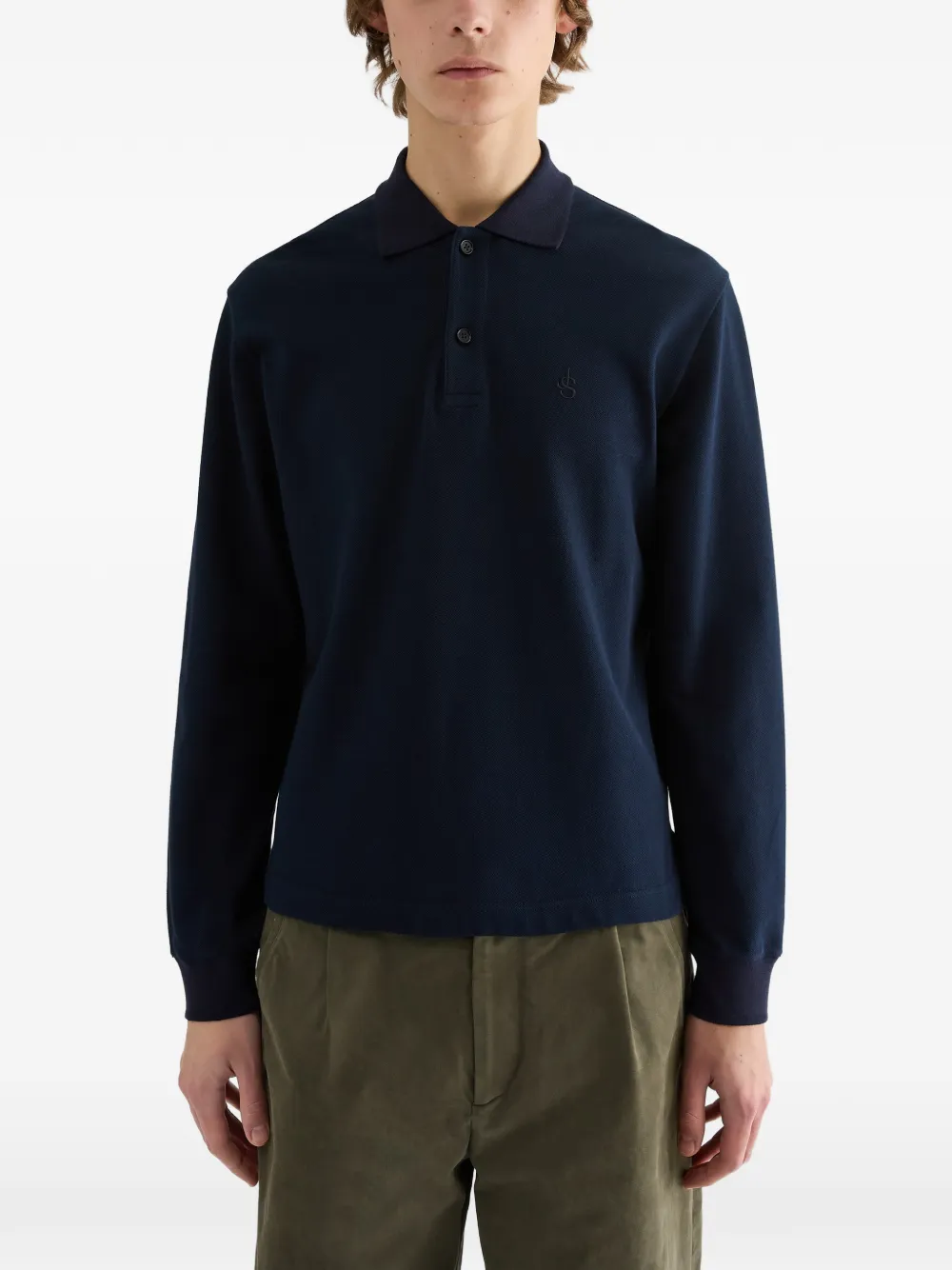 Jil Sander Poloshirt met geborduurd monogram Blauw