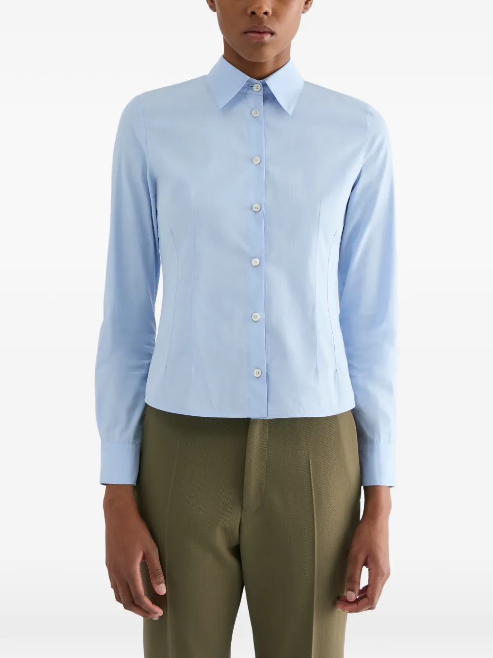 Jil Sander Getailleerde blouse van katoenen-popeline Blauw
