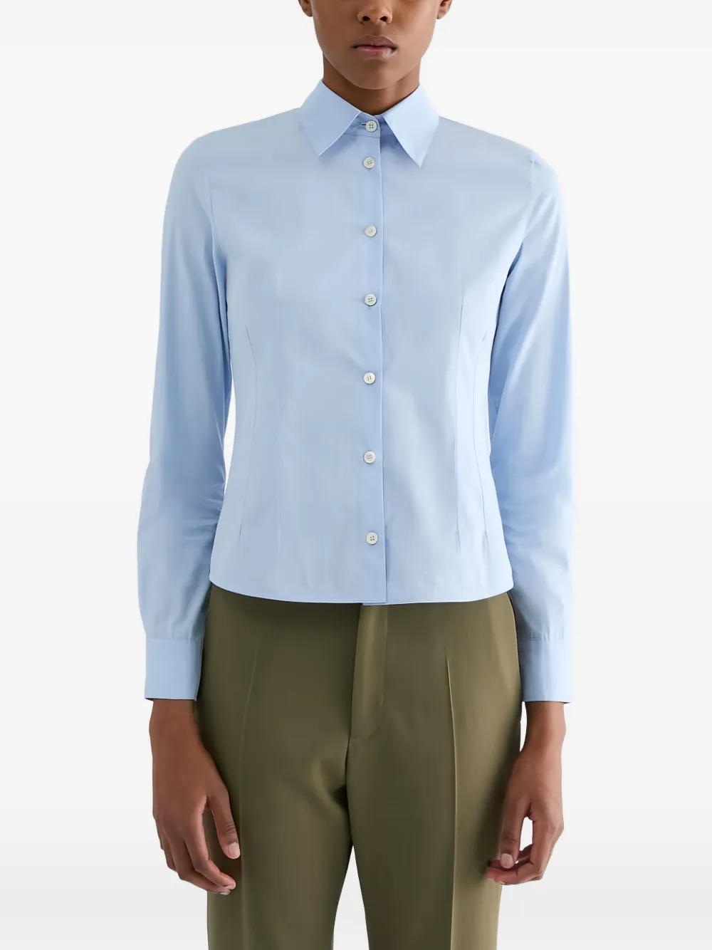 Jil Sander Getailleerde blouse van katoenen-popeline Blauw