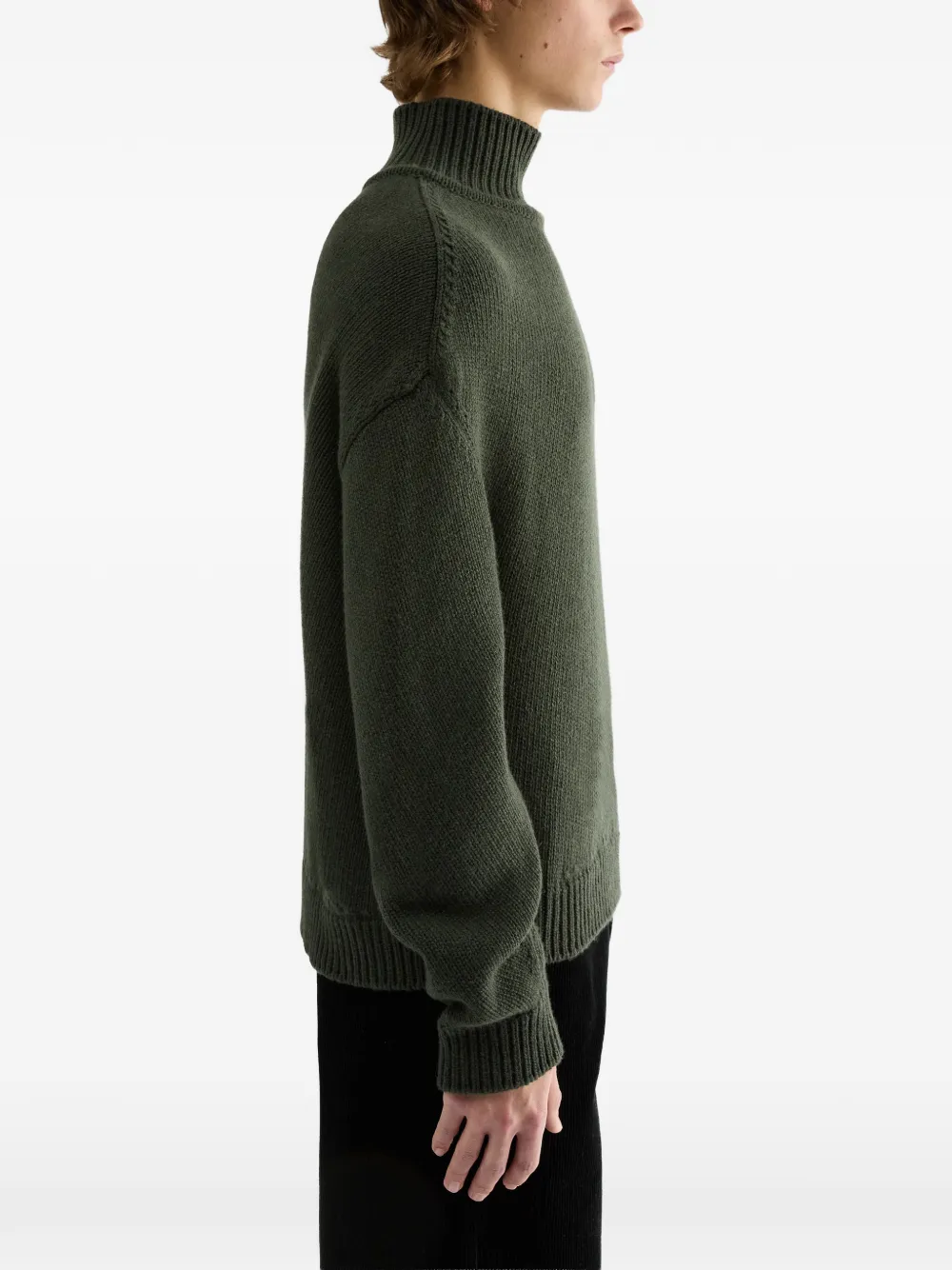 Jil Sander Grofgebreide trui met hoge hals Groen