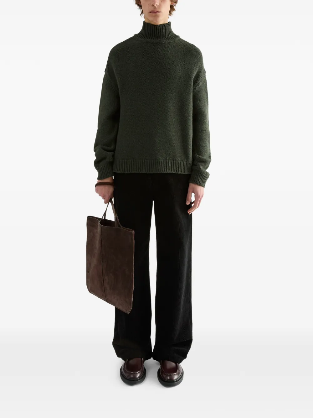 Jil Sander Grofgebreide trui met hoge hals Groen