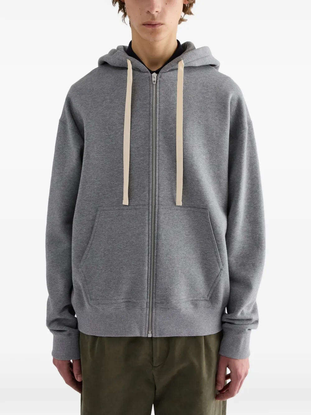 Jil Sander Hoodie met logoprint en rits Grijs