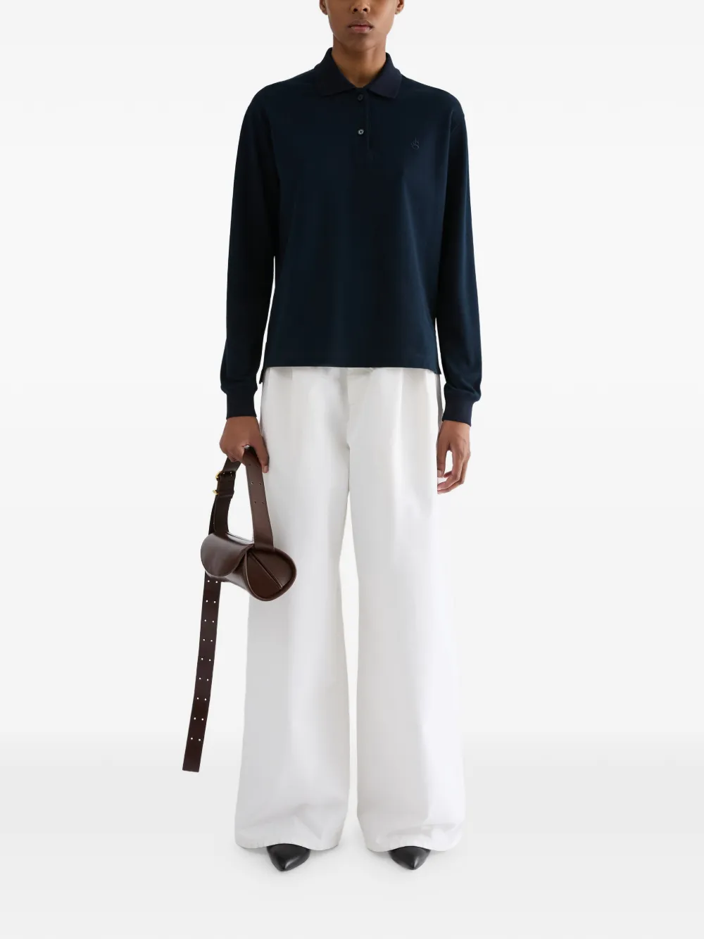 Jil Sander Poloshirt met geborduurd monogram Blauw