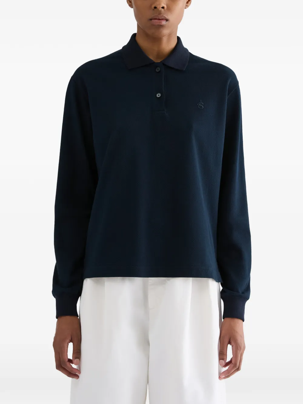 Jil Sander Poloshirt met geborduurd monogram Blauw