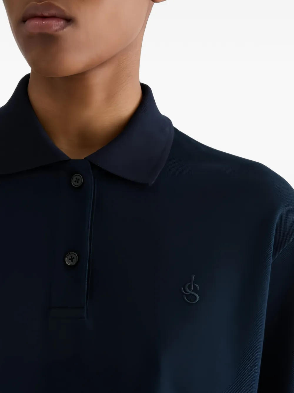 Jil Sander Regular-fit katoenen piquet T-shirt met polokraag en geborduurd -monogram Blauw