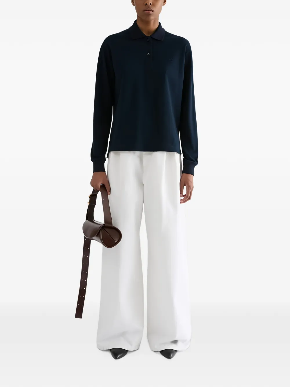 Jil Sander Regular-fit katoenen piquet T-shirt met polokraag en geborduurd -monogram Blauw