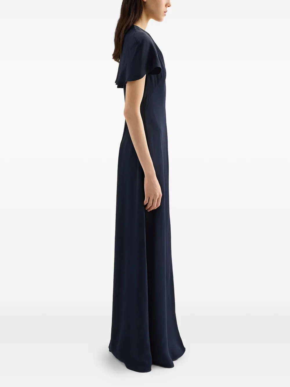 Jil Sander Jurk met V-hals en cape Blauw