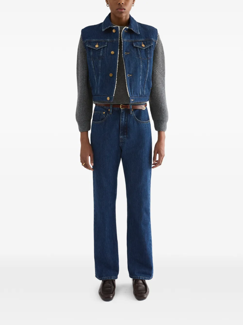 Jil Sander Flared katoenen broek Blauw