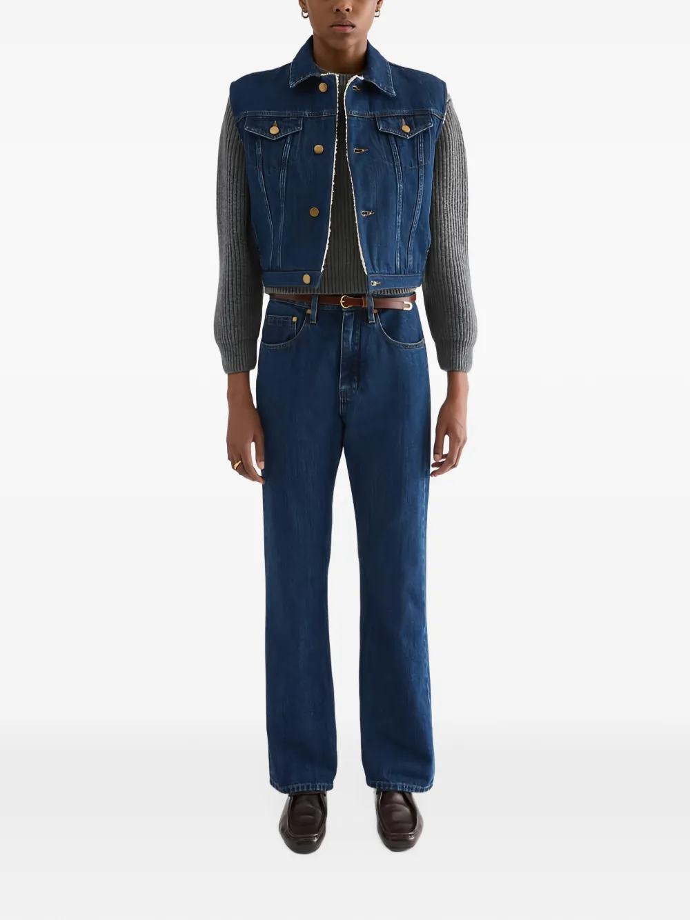Jil Sander Flared katoenen broek Blauw