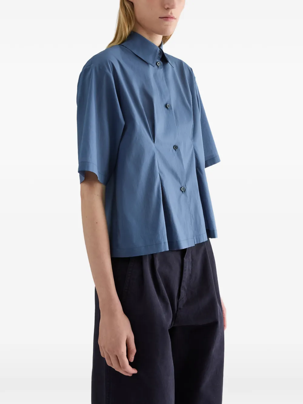 Jil Sander Mousseline blouse met geplooide taille Blauw