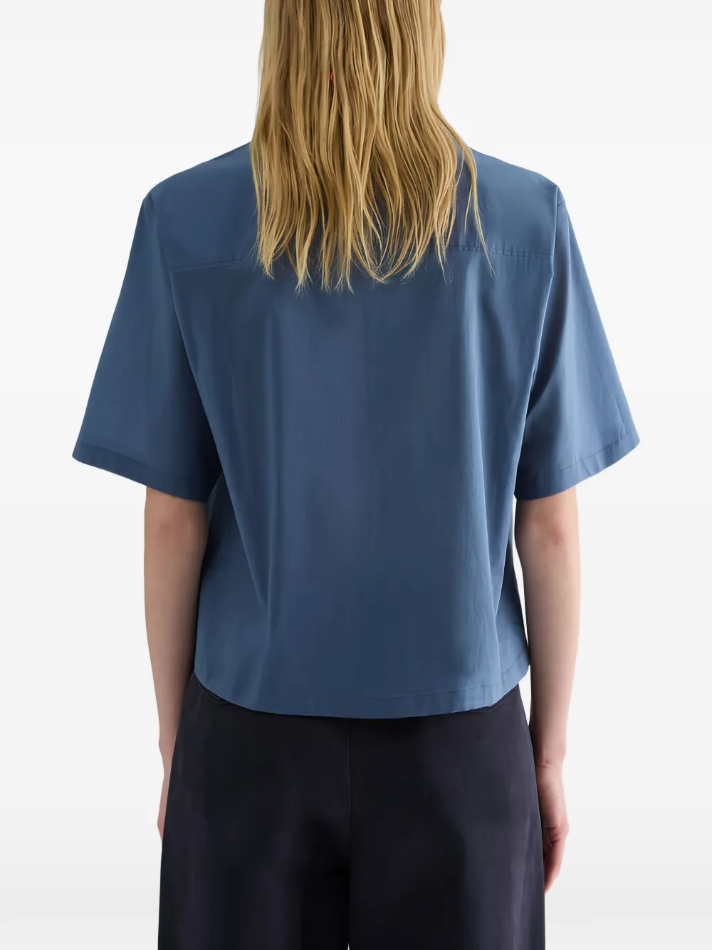 Jil Sander Mousseline blouse met geplooide taille Blauw