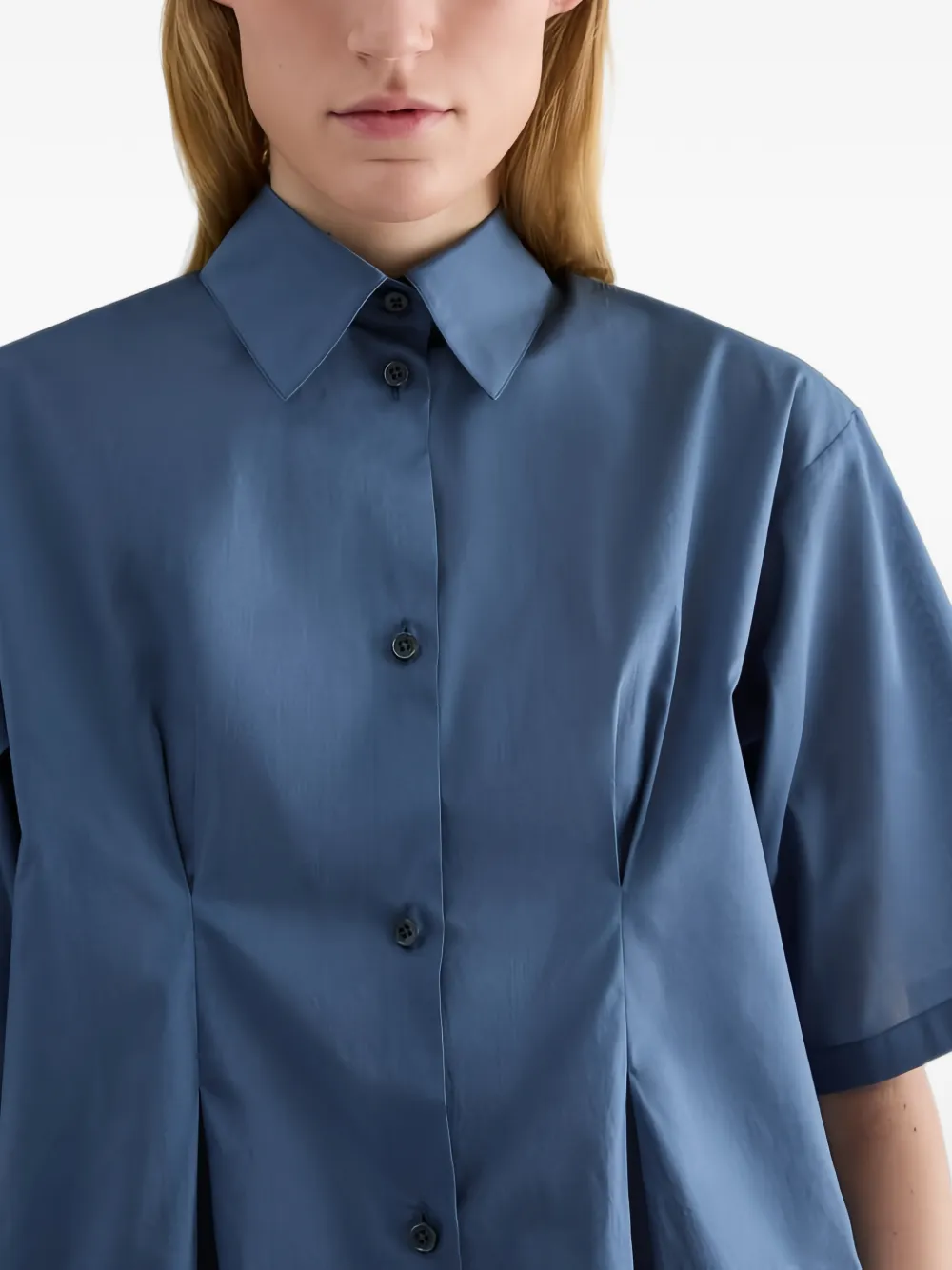 Jil Sander Mousseline blouse met geplooide taille Blauw