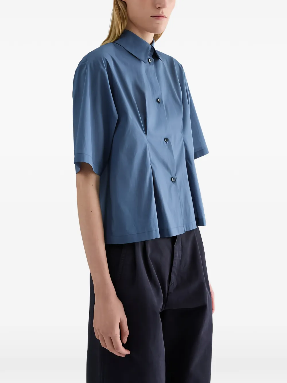 Jil Sander Mousseline blouse met geplooide taille Blauw