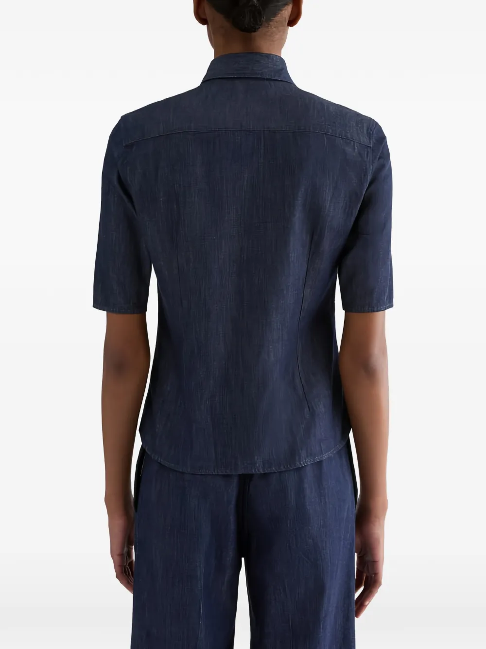 Jil Sander Chambray overhemd met korte mouwen Blauw