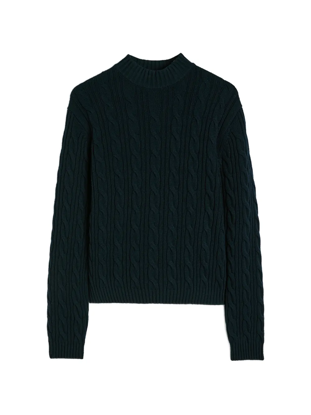 Jil Sander Stehkragen-Pullover mit Zopfmuster - Blau