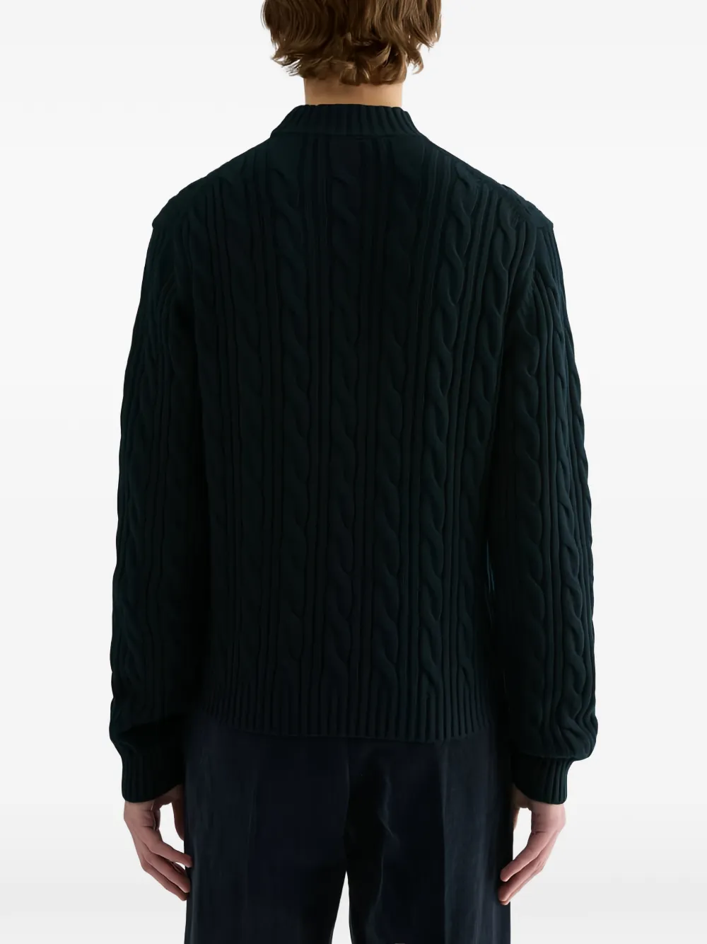Jil Sander Kabelgebreide trui met opstaande hals Blauw