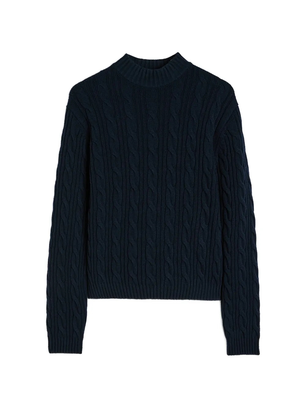 Jil Sander Kabelgebreide trui met opstaande hals Blauw