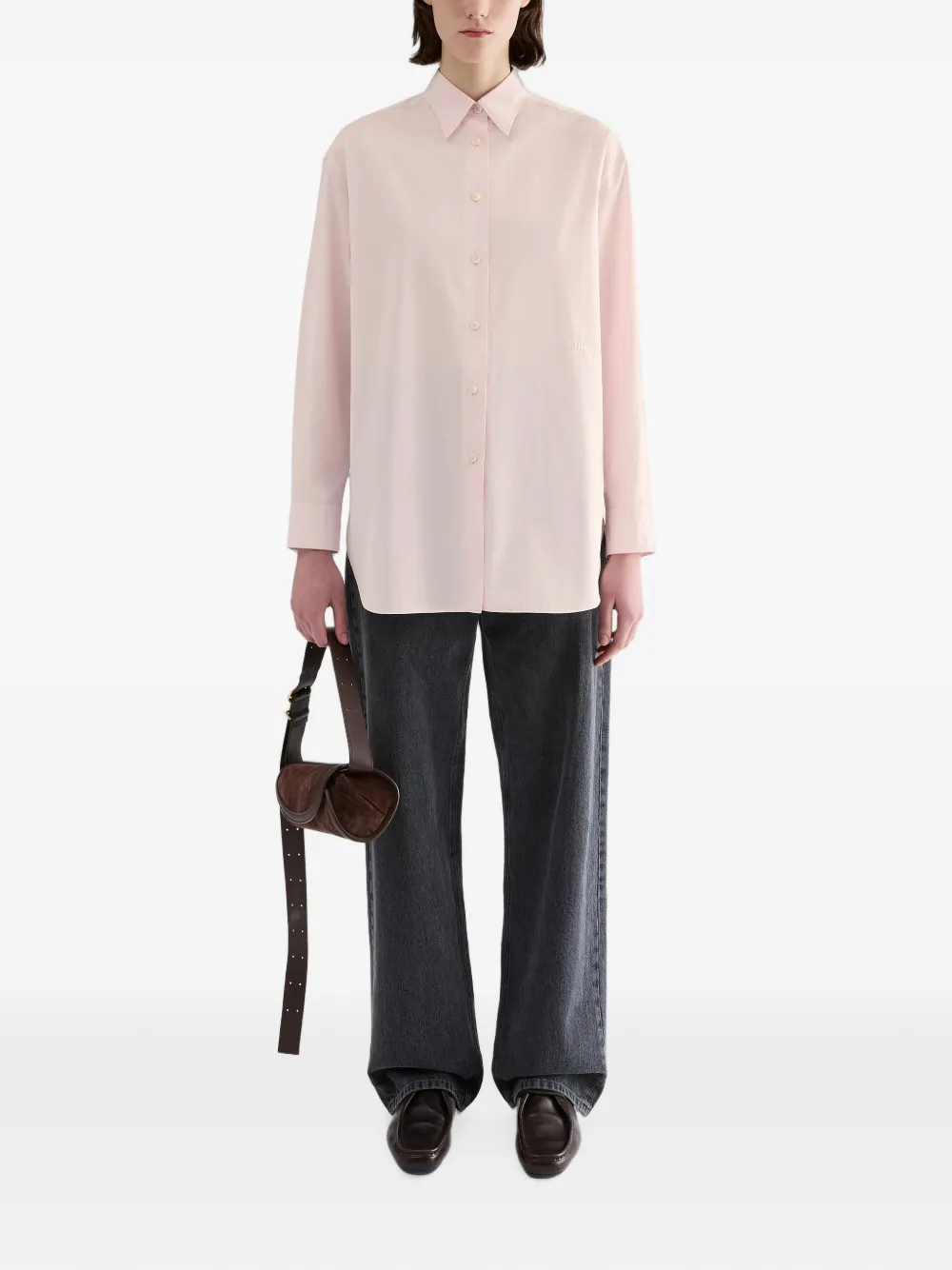 Jil Sander Overhemd met geborduurd logo Roze
