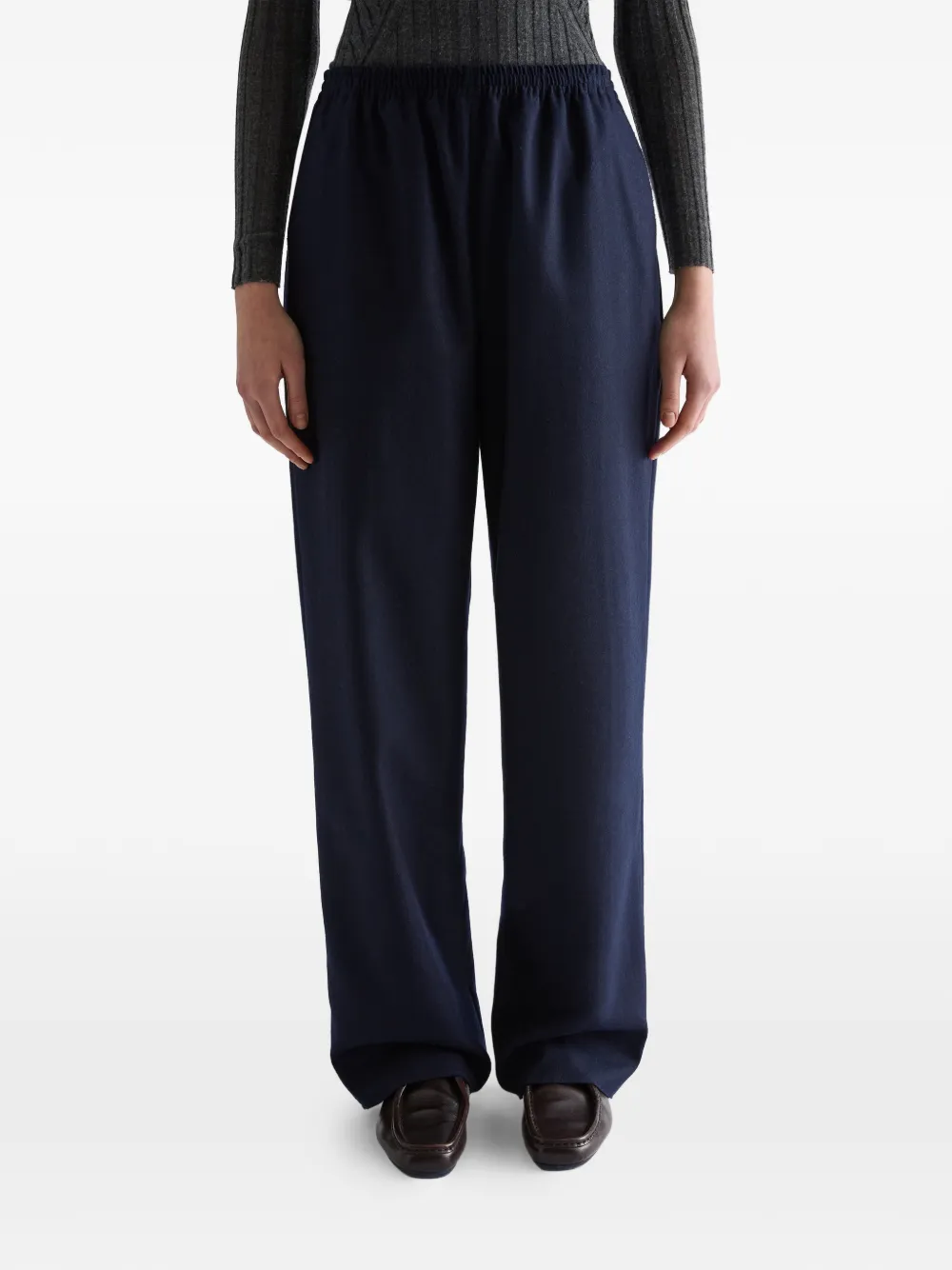 Jil Sander Flanellen broek van merinowol Blauw