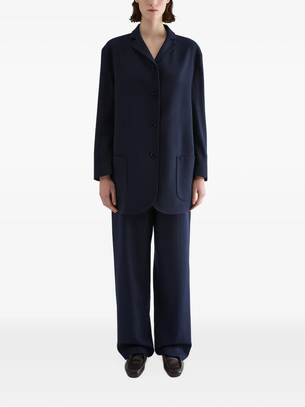 Jil Sander Flanellen broek van merinowol Blauw