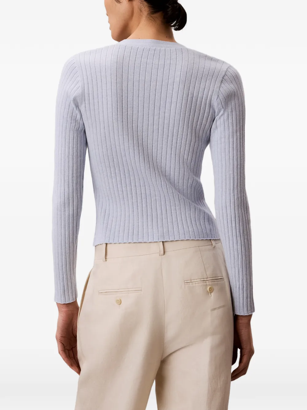 Calvin Klein Ribgebreid vest met logopatch Blauw