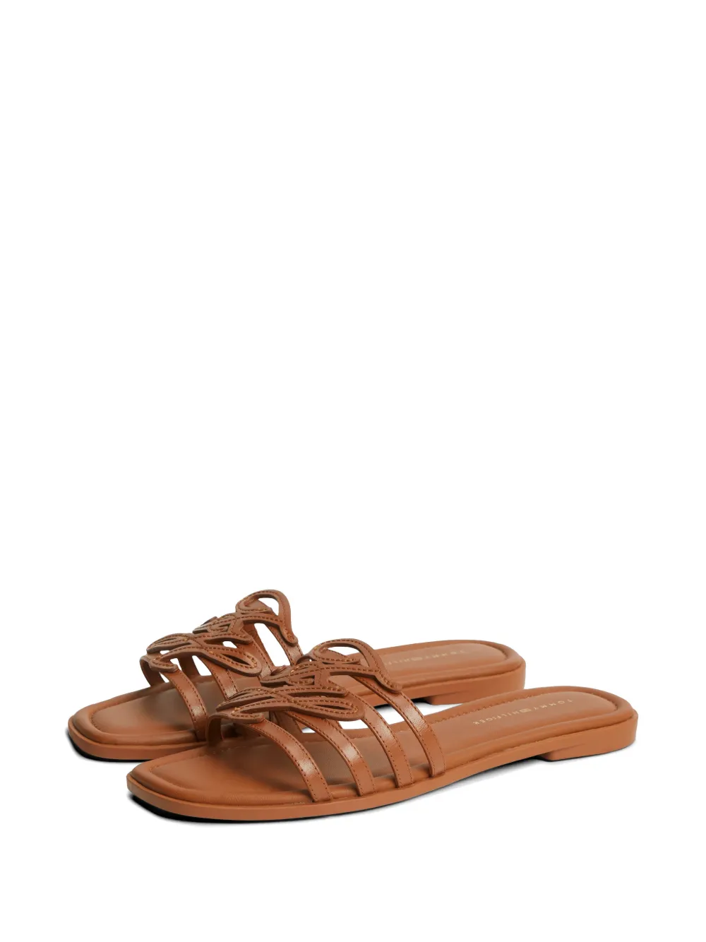 Tommy Hilfiger logo-plaque flat sandals Bruin