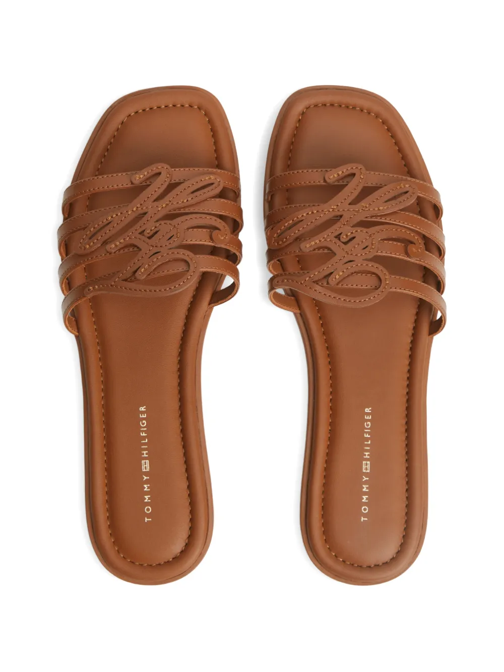 Tommy Hilfiger logo-plaque flat sandals Bruin