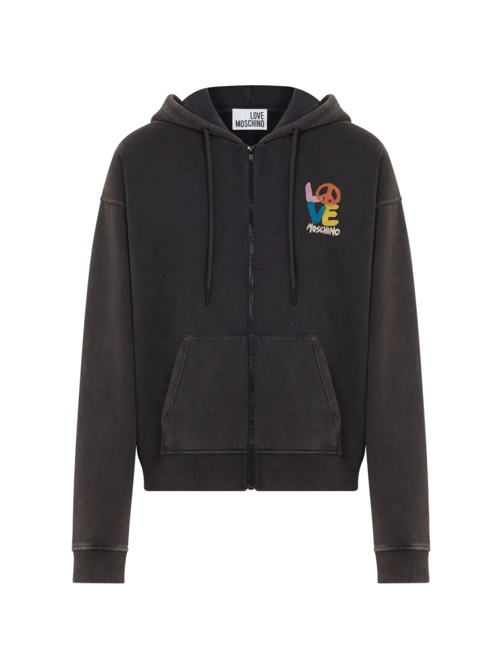 Love Moschino logo-print zip-up hoodie - Black