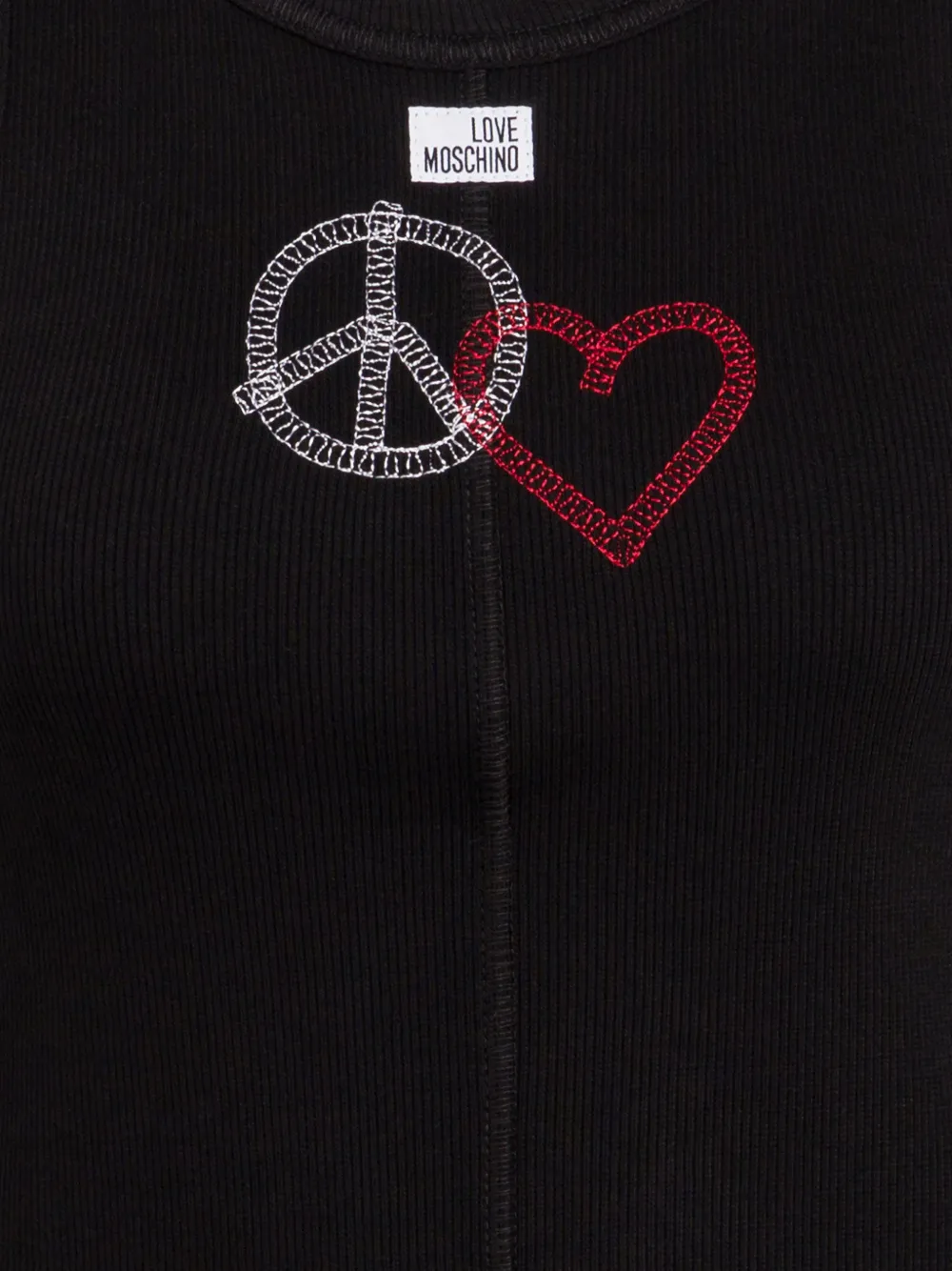 Love Moschino Geribbelde top met hartvormig vredesteken Zwart