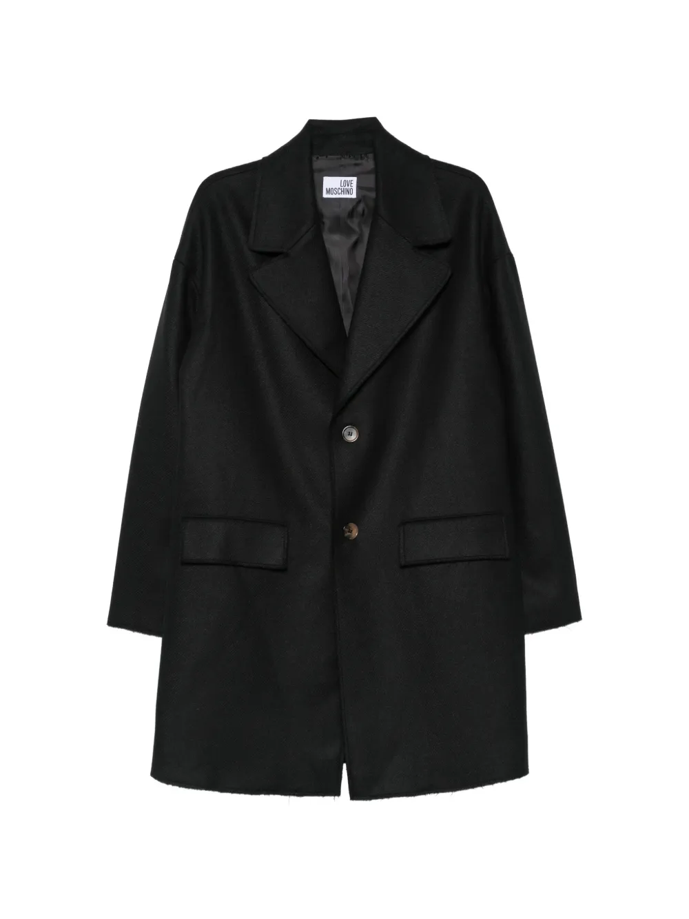 Love Moschino logo-patch single-breasted coat - Nero