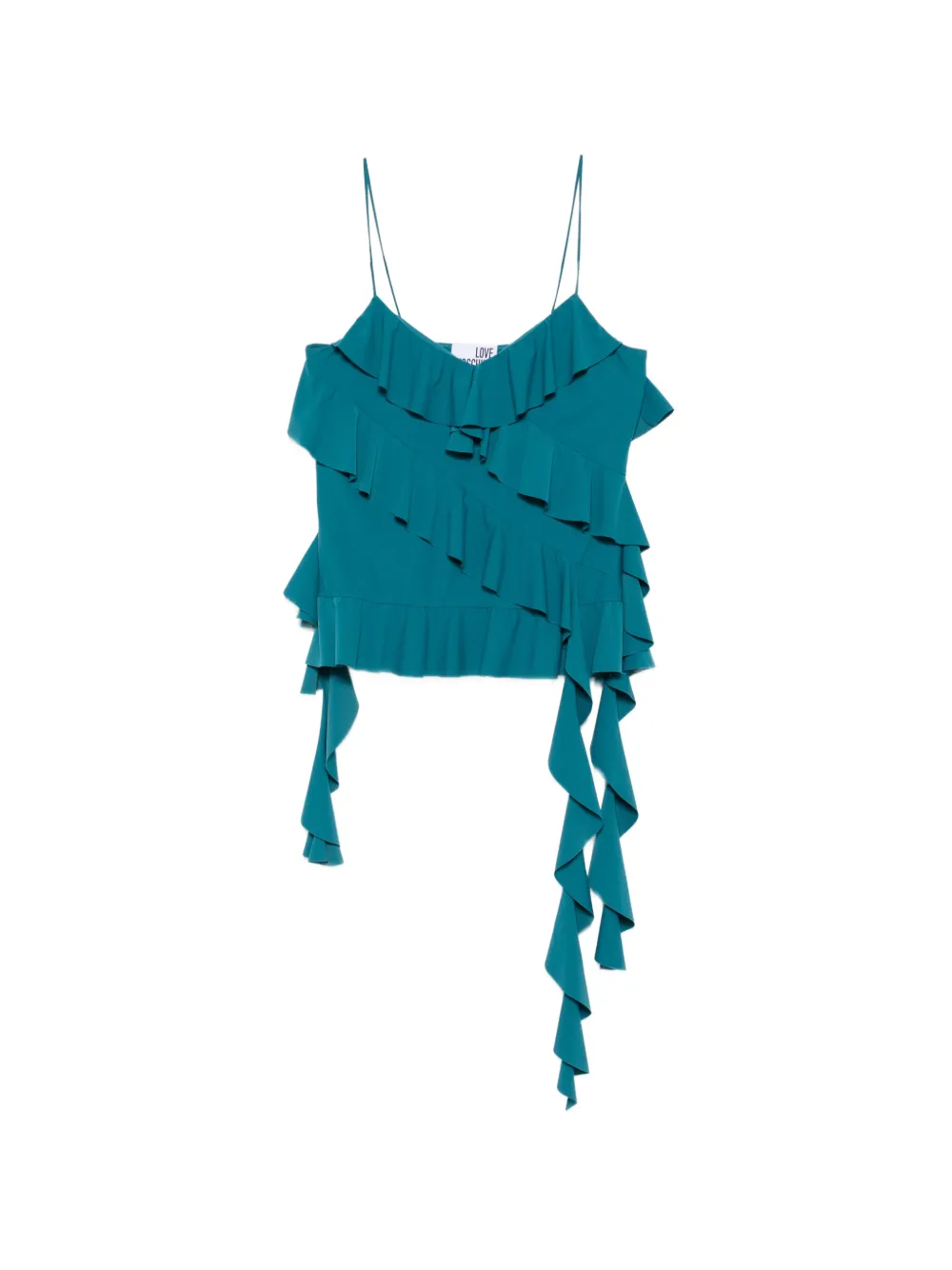 Love Moschino ruffled spaghetti-strap top - Blau