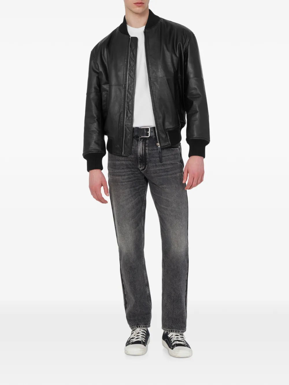 Love Moschino Leren jack met logoplakkaat Zwart
