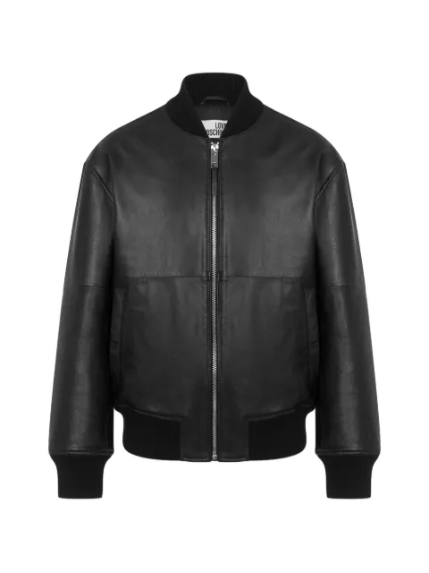 Love Moschino logo-plaque leather jacket