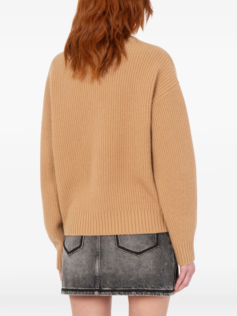 Love Moschino Ribgebreide wollen trui met hartpatroon Bruin