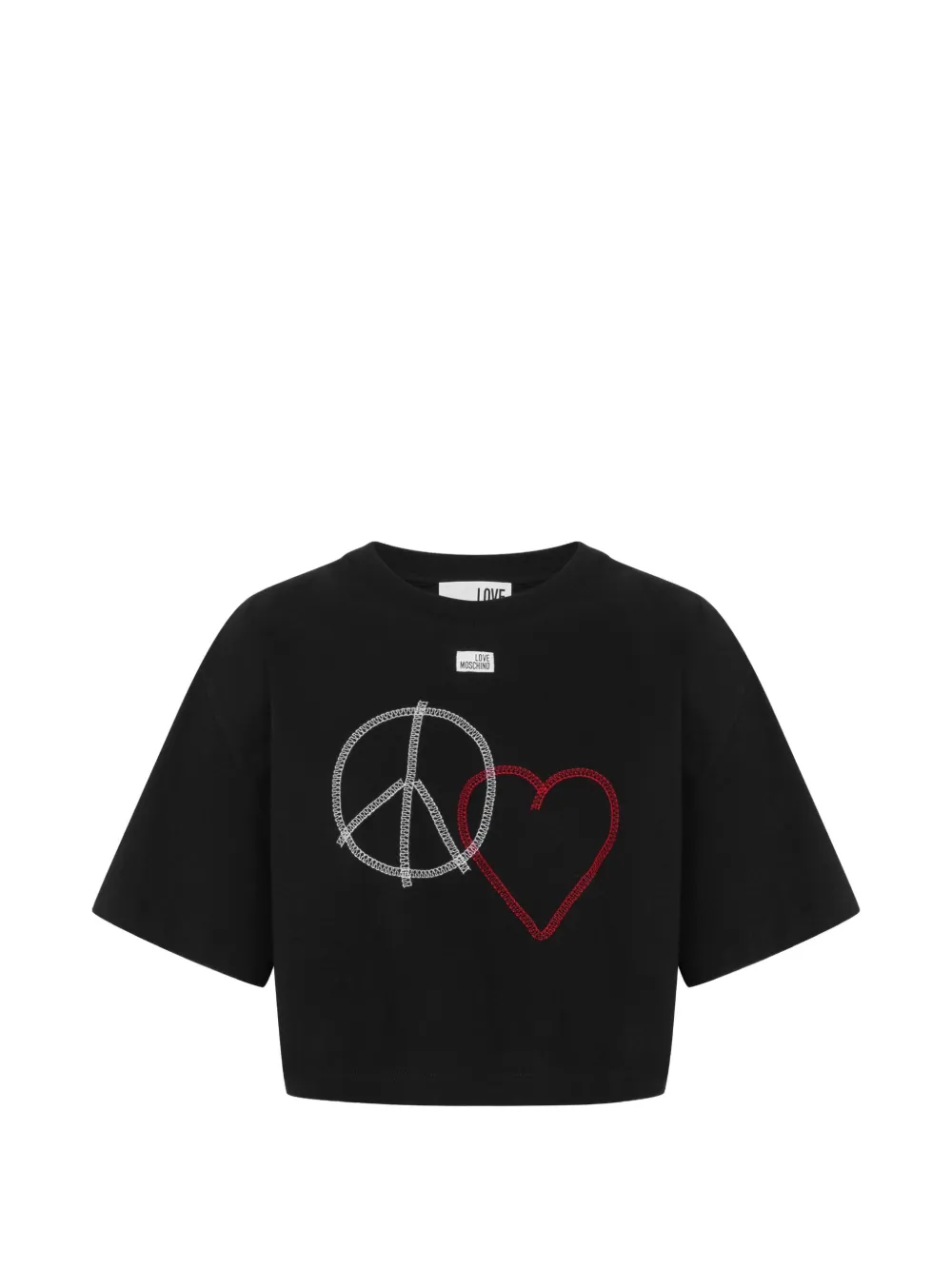 Love Moschino embroidered cotton jersey T-shirt - Nero