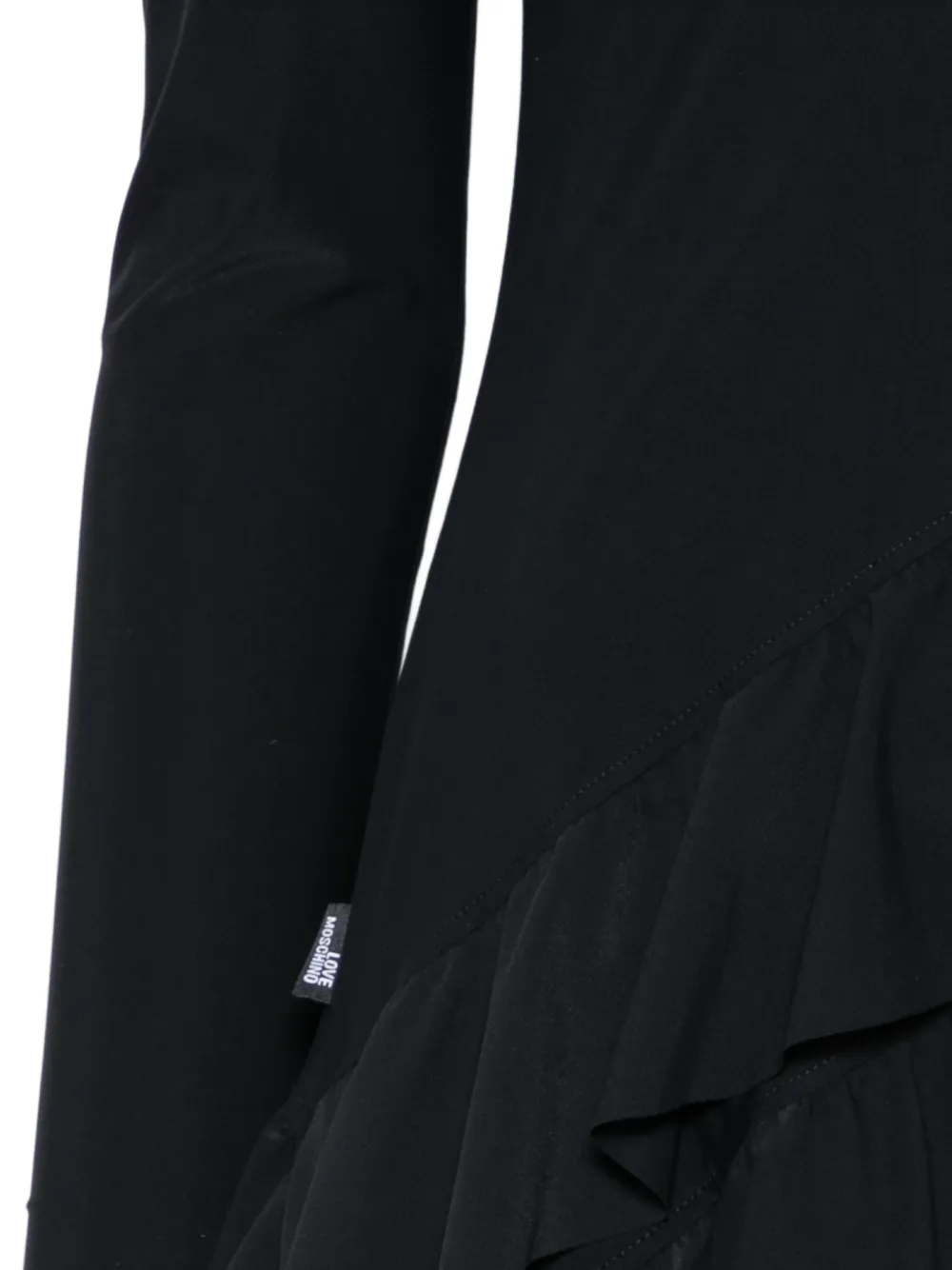 Love Moschino one-shoulder ruffled top Zwart