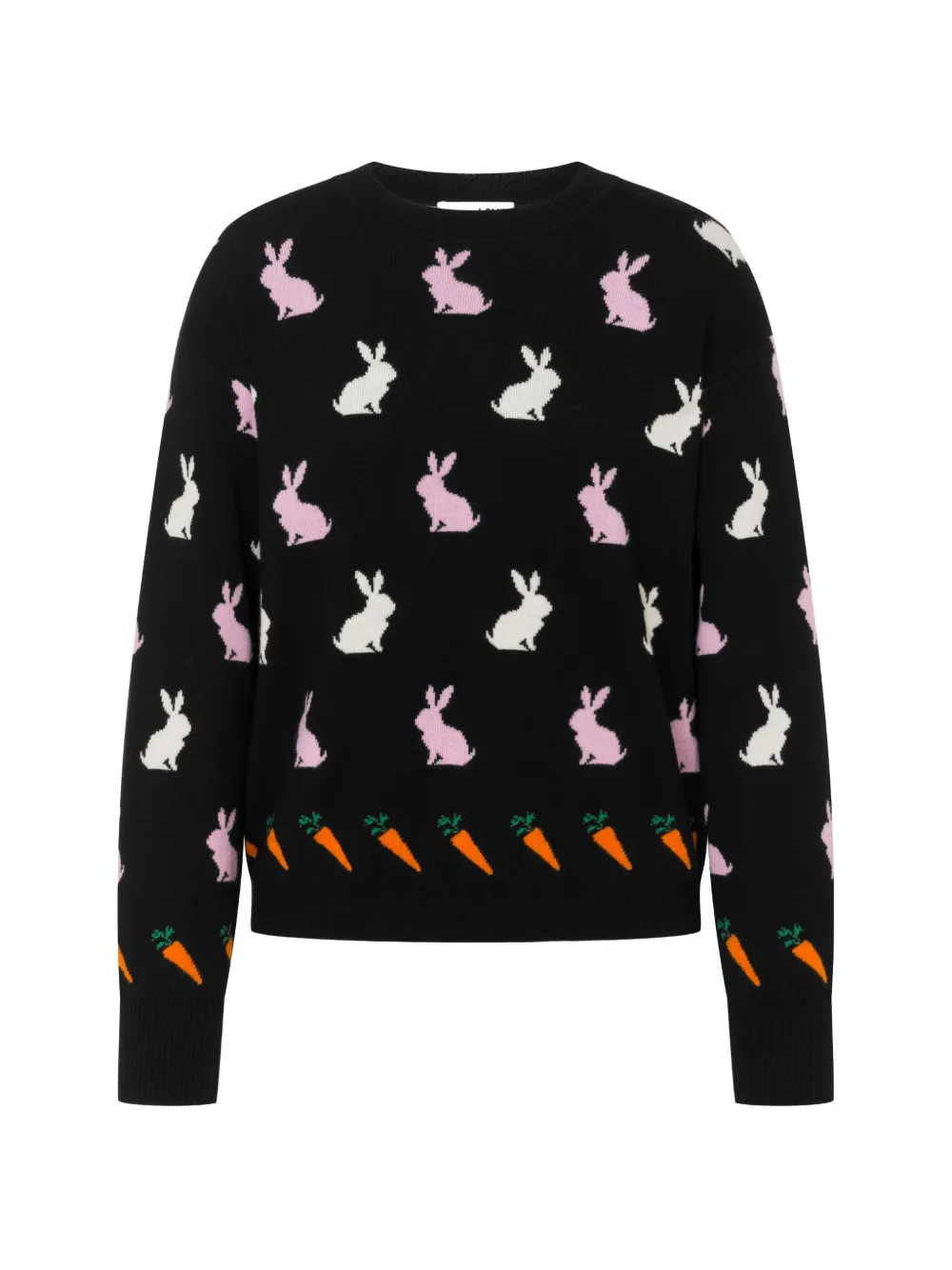 Love Moschino Intarsien-Pullover aus extrafeiner Wolle - Schwarz
