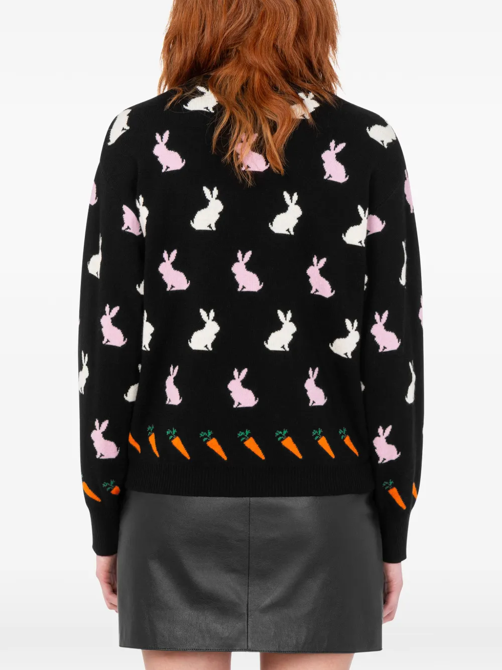Love Moschino Extra fijne wollen intarsia trui Zwart