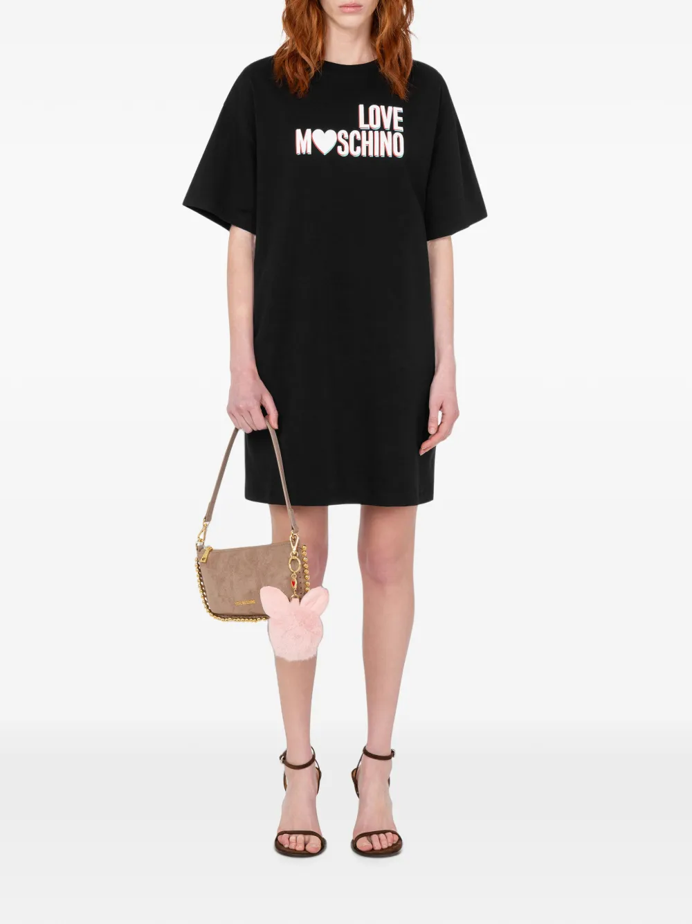 Love Moschino Jersey katoenen jurk met print Zwart