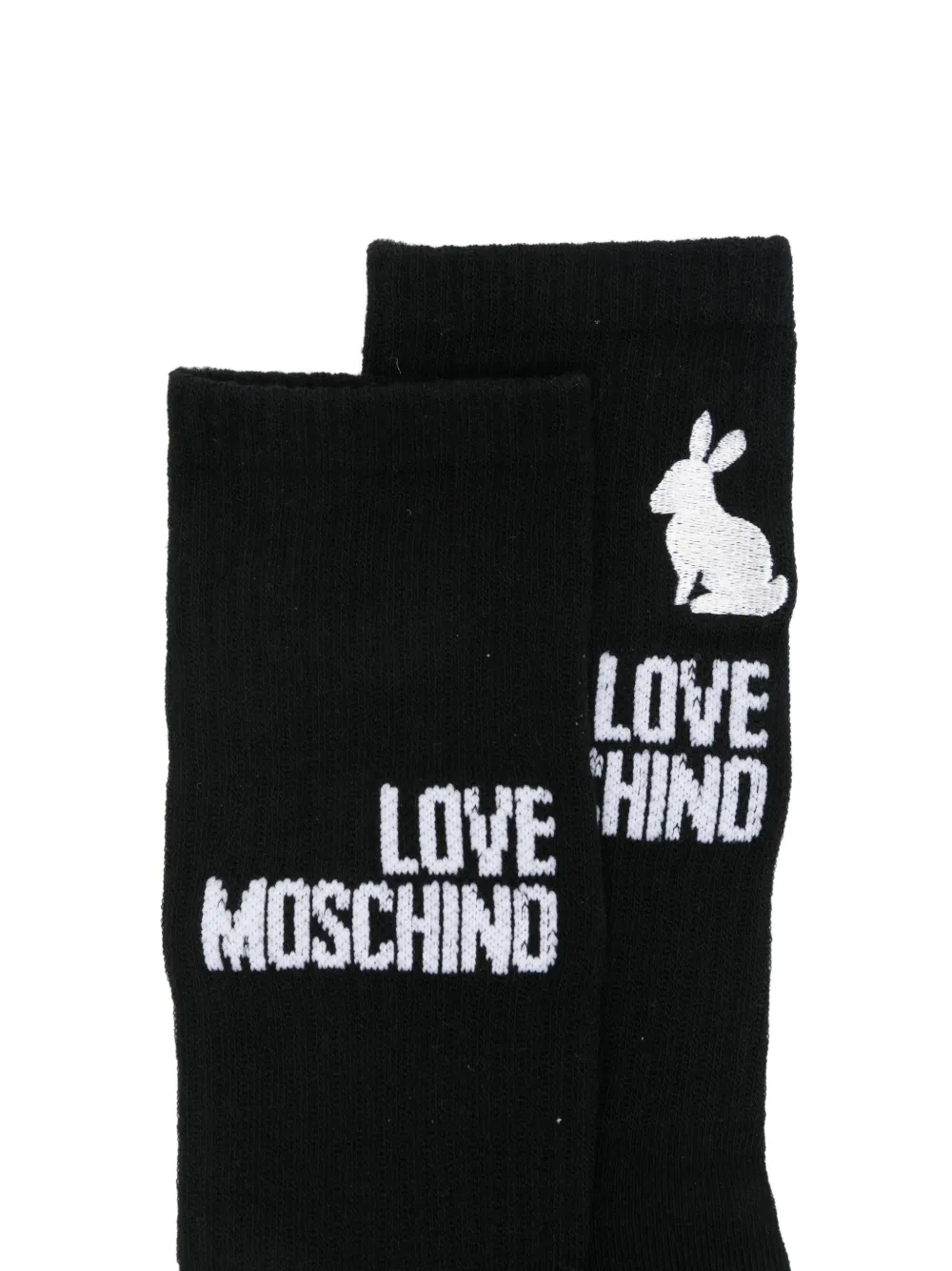 Love Moschino Sokken met konijnen-patroon en logo-intarsia Zwart